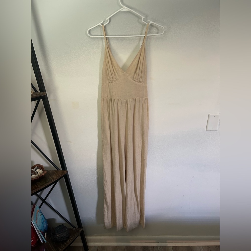 Versatile Beige Linen Jumpsuit